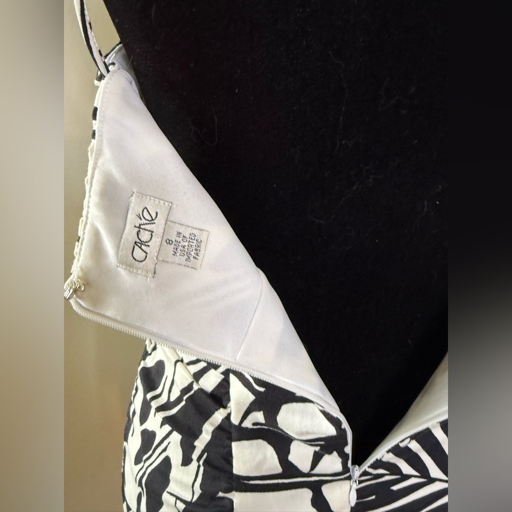 Vintage 90s Y2K Cache black and white bodycon midi dress chic sexy size 8 EUC - Picture 9 of 11